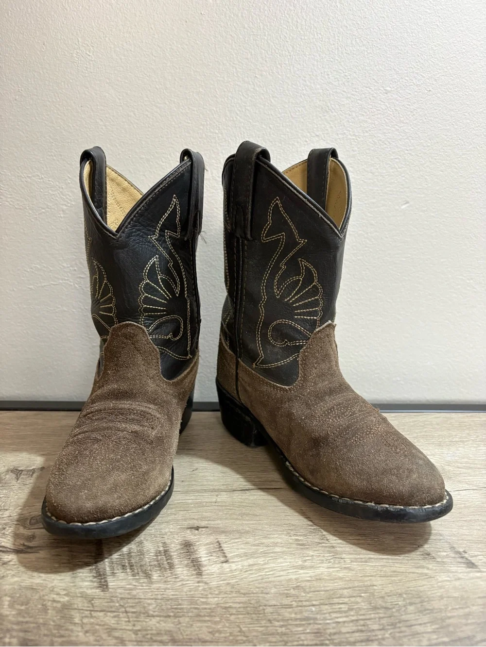 Little Boy's MASTERSON Brown Suede & Leather COWBOY Western RODEO BOOTS  11  M